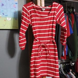Red and white striped maternity tunic
